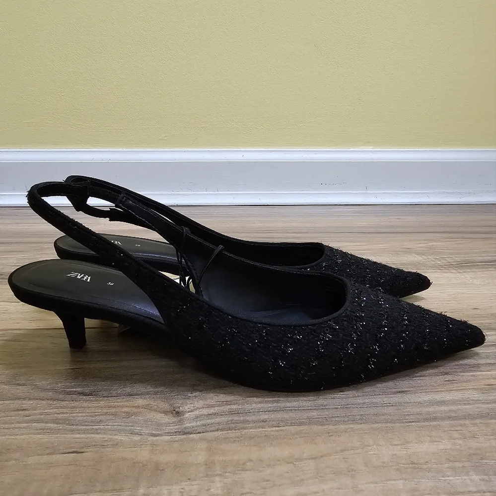 Zara SLINGBACK FABRIC HEELS - Picture 2 of 16